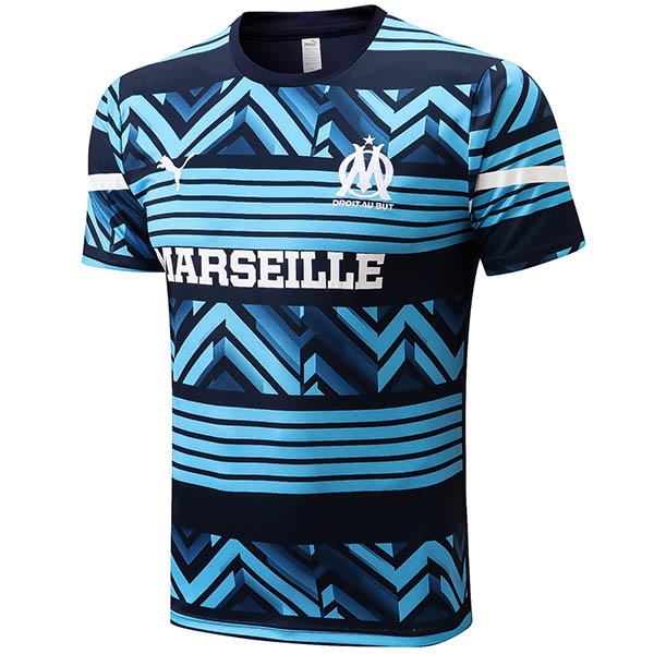 Marseille maglia da allenamento Marsiglia maglia da calcio da uomo maglia da calcio manica corta sport top t-shirt ciano 2022-2023